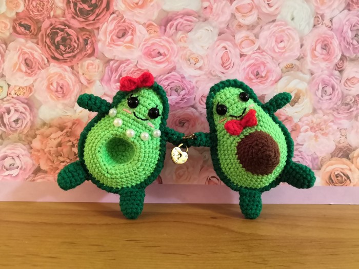 Avocados in love - My, Crochet, Longpost, Needlework without process, Positive, Milota, Knitting, Avocado
