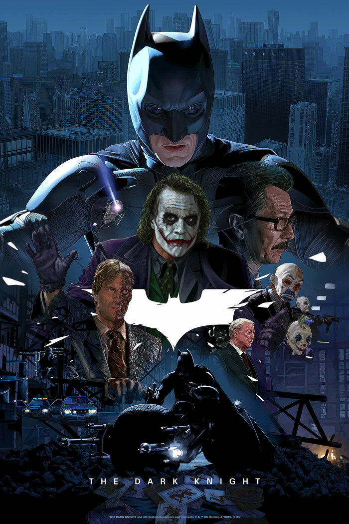 The Dark Knight - Art, Drawing, Poster, Dc comics, Batman, Neonoir, Superhero movies, Ruiz Burgos