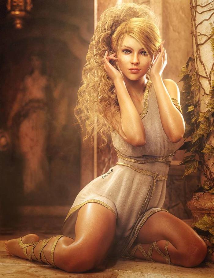 Blonde and Beautiful, Greek Fantasy Woman Iray Art , , , 3D, Daz3dstudio, Shibashake