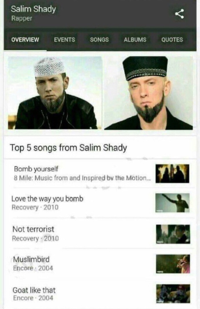 Salim shady - Eminem, Search queries