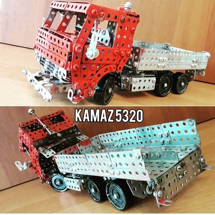 KAMAZ 5320 from the iron constructor. - My, Kamaz, Truck, Scale model, Homemade, Constructor, Modeling, Auto, Handmade