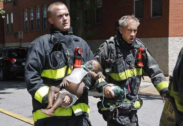 Real heroes! - Fire, Firefighters, The rescue, Children, USA, In the end, everyone is alive, Longpost