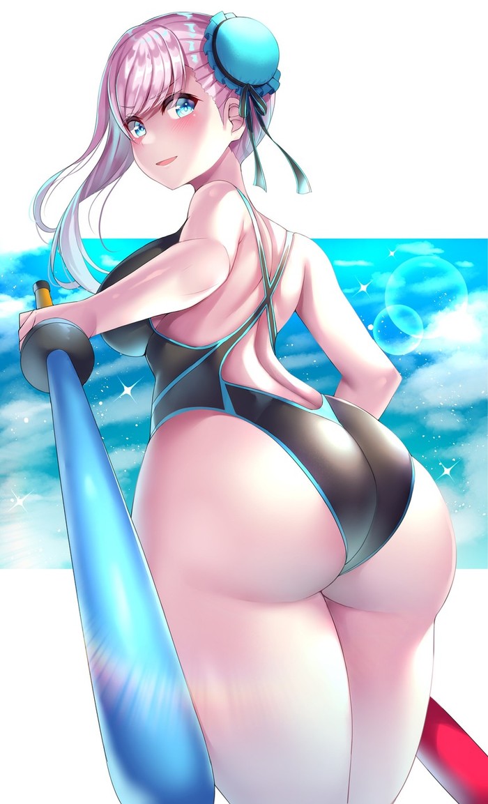 Anime Art - NSFW, Аниме, Anime Art, Fate Grand Order, Miyamoto musashi, Купальник, Попа