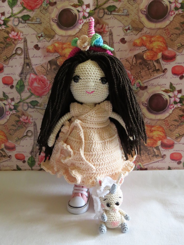 unicorn doll - Longpost, Unicorn, Doll, Needlework, Needlework without process, Crochet, Knitting, My
