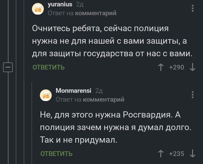 Зачем нужна полиция - Полиция, Росгвардия, Комментарии, Комментарии на Пикабу