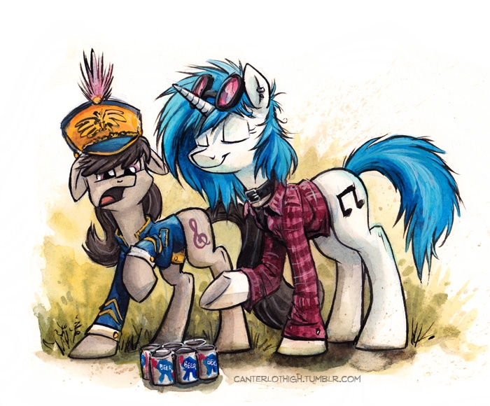 Винил и Октавия - школьные годы - My Little Pony, Vinyl Scratch, Octavia Melody, Арт, Длиннопост, Традиционный арт, Коллаб, Spainfischer, Kenket