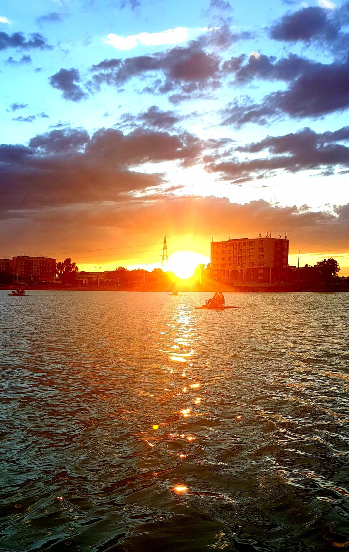 Sunset - My, Reservoir, Sunset, Almaty