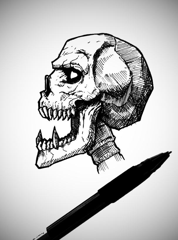Tuxedo and skull - My, A, Longpost, Drawing
