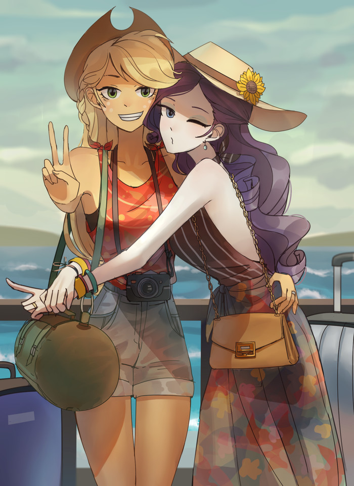 Honeymoon trip - My little pony, Equestria girls, Rarity, Applejack, MLP Lesbian, Shipping, Looknamtcn