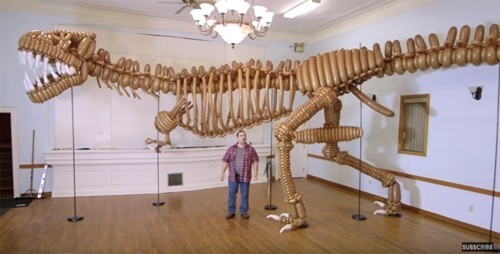 12m Tyrannosaurus rex skeleton made from balloons - Air balloons, Dinosaurs, Shapes from balls, Skeleton, Tyrannosaurus