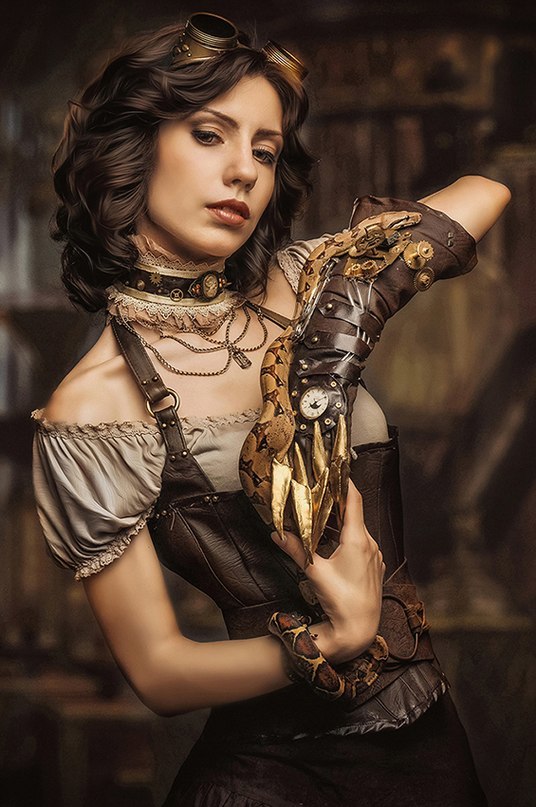 Steampunk Lady - My, Steampunk, Girls, Snake, Needlework, Cosplay, Longpost