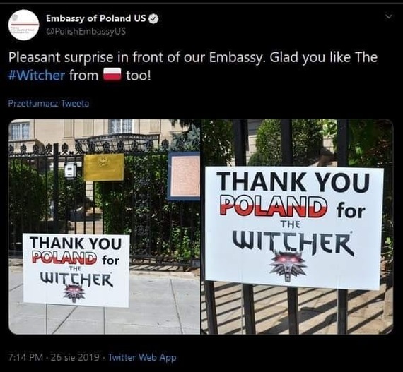 Thank you Poland for The Witcher! - Witcher, Embassy, Poland, Twitter