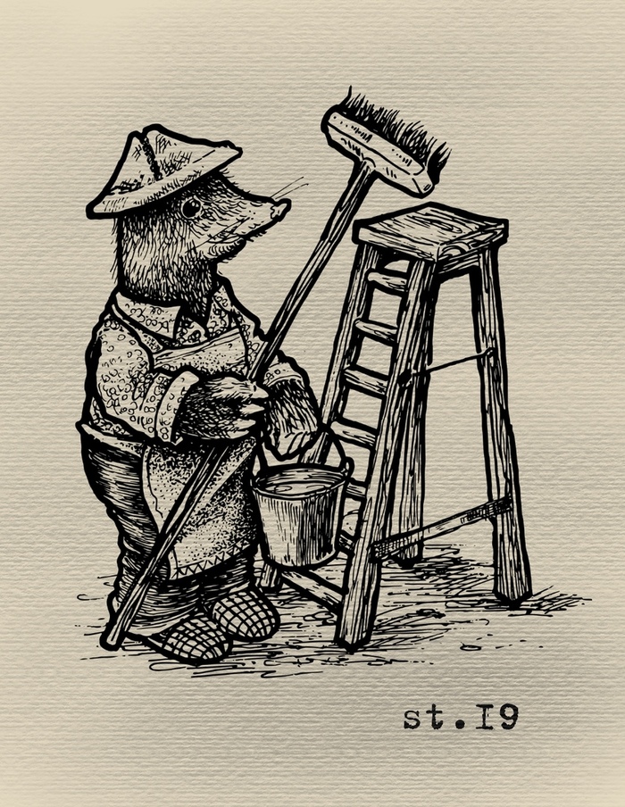 Mister Mole - My, Drawing, Illustrations, Art, Raster graphics, Longpost, Anthro, Mole, Books, Wind in the willows
