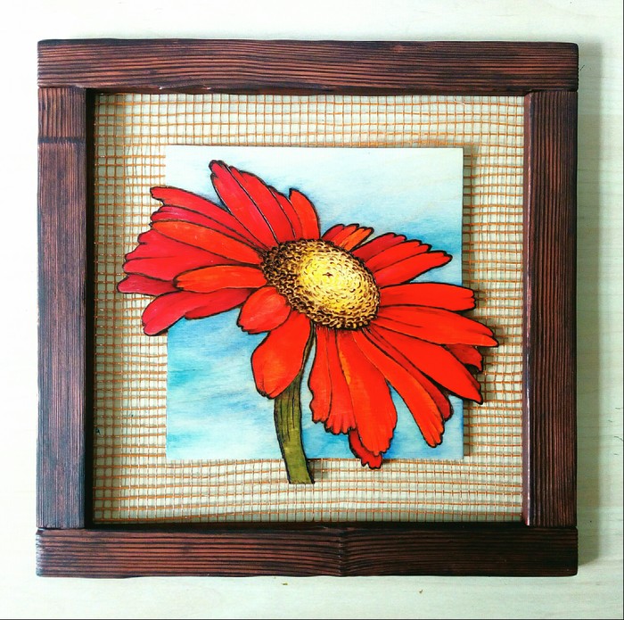 Burning and watercolor. - My, Needlemen, Wood products, Decor, Painting, Woodworking