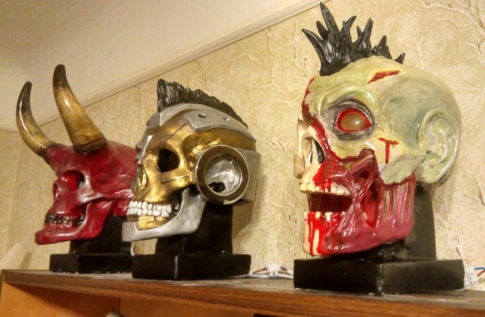 Highlighting skulls and total - My, Scull, Decor, Night light, Лепка, Gypsum, Needlework without process, Longpost