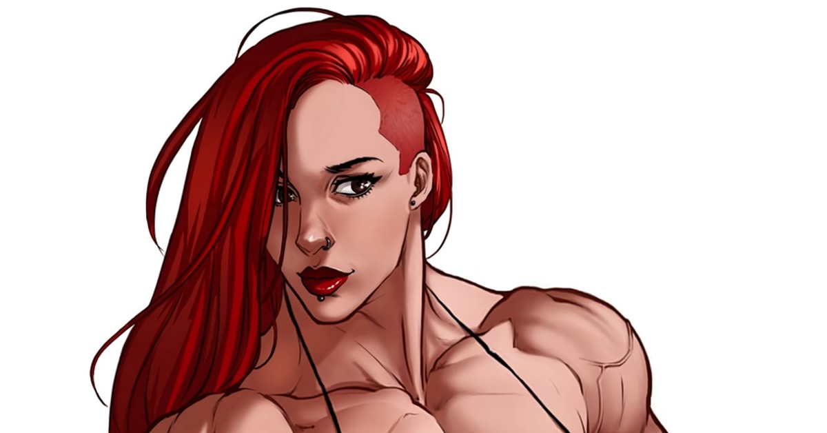 Redhead - NSFW, R2roh, Art, Strong girl, Sleep-Sleep, Body-building, Bodybuilders, Longpost