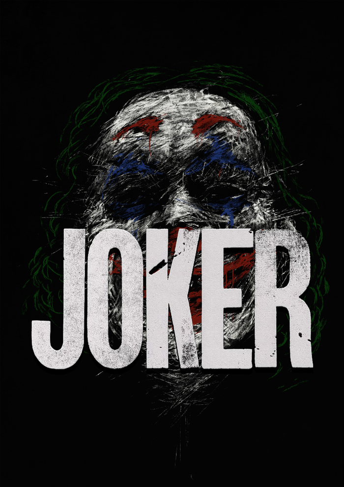 Joker - My, Joaquin Phoenix, Poster, Joker, Movies, Dc comics, Drawing, Digital drawing, Supervillains