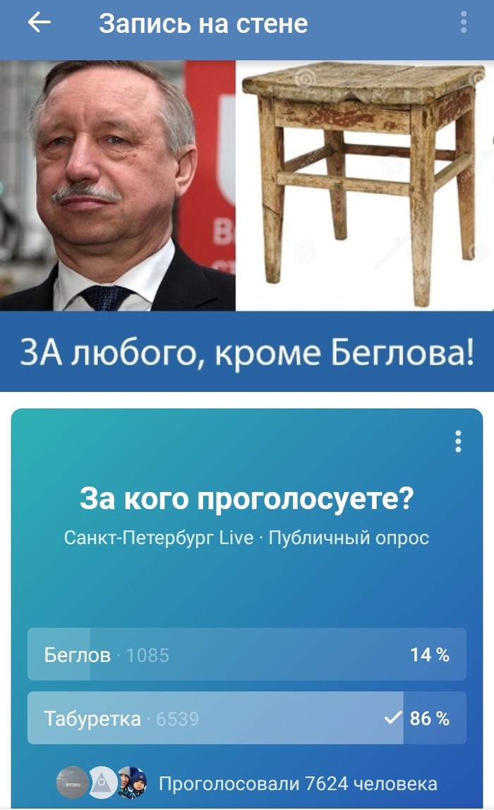 On online voting in St. Petersburg, the stool overtook Vrio - My, Politics, To drink in St. Petersburg, Elections, Beglov, Saint Petersburg, Russia, Alexander Beglov