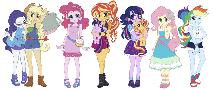 Бабенки вместе - My Little Pony, Equestria Girls, Sunset Shimmer, Mane 6