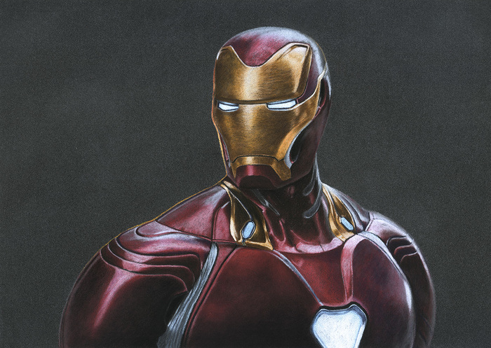 iron Man - My, Drawing, Pastel, iron Man, Avengers, Realism, Tony Stark, Marvel, Superheroes