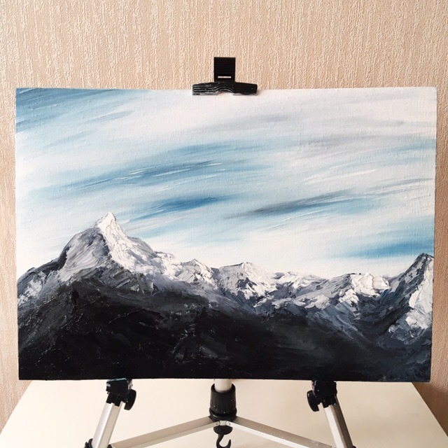 One of the old works. - My, Landscape, The mountains, Painting, Oil painting, Painting