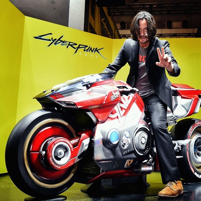 Keanu Reeves visited the Cyberpunk 2077 booth - Keanu Reeves, Cyberpunk 2077, Motorcycles, The photo, Moto