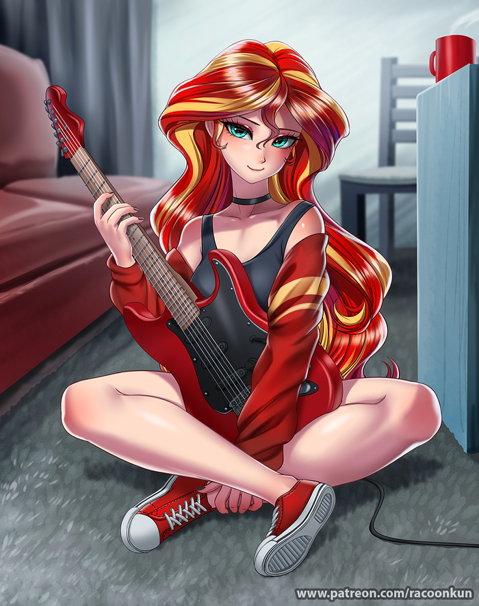 Sunset with guitar - My little pony, Equestria girls, Sunset shimmer, Racoonkun