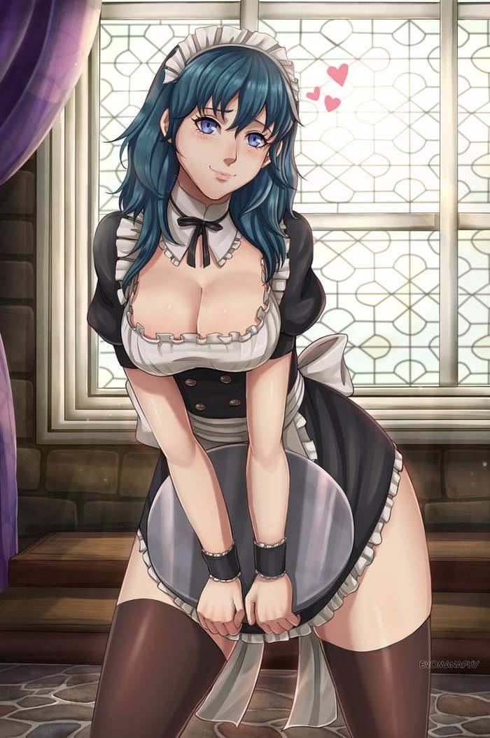 Byleth in a maid dress - NSFW, Drawing, Anime art, Games, Nintendo, Fire emblem, Byleth, Housemaid, Evomanaphy