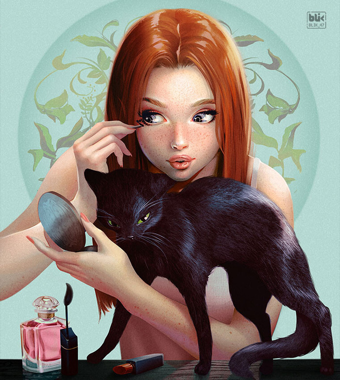 Makeup - Art, Drawing, Girls, cat, Igor Lomov