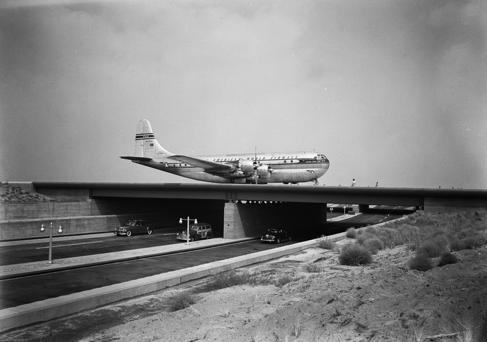 Boeing 377 Stratocruiser at New York Airport, 1949 - Aviation, Boeing, Retro, The airport, Boeing