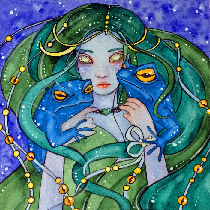 The little Mermaid. - My, Illustrations, Challenge, Watercolor, Mermaid, Toad, Drawing, Video