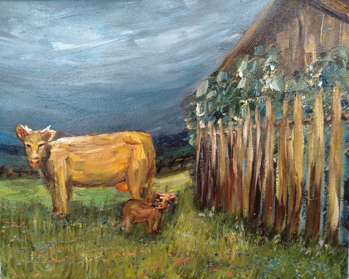 Two cows) - My, Creation, Art, Painting, Cow