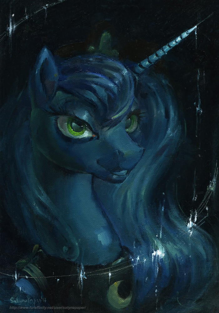 The first star of the night - My little pony, Princess luna, Portrait, Traditional art, Oil painting, 