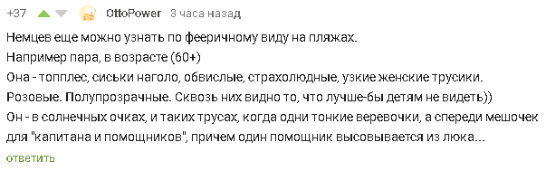 Немцы на пляже - Комментарии, Немцы, Пляж, Скриншот, Комментарии на Пикабу