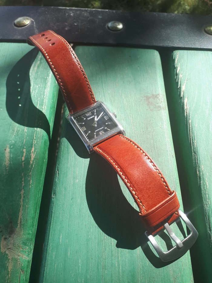 Watch strap. - My, Natural leather, With your own hands, Handmade, Strap, , Video, Longpost