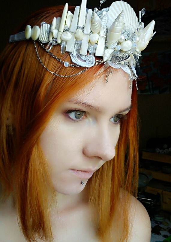 mermaid crown - My, Crown, Needlework without process, Needlework, Needlemen, Pearl, Decoration