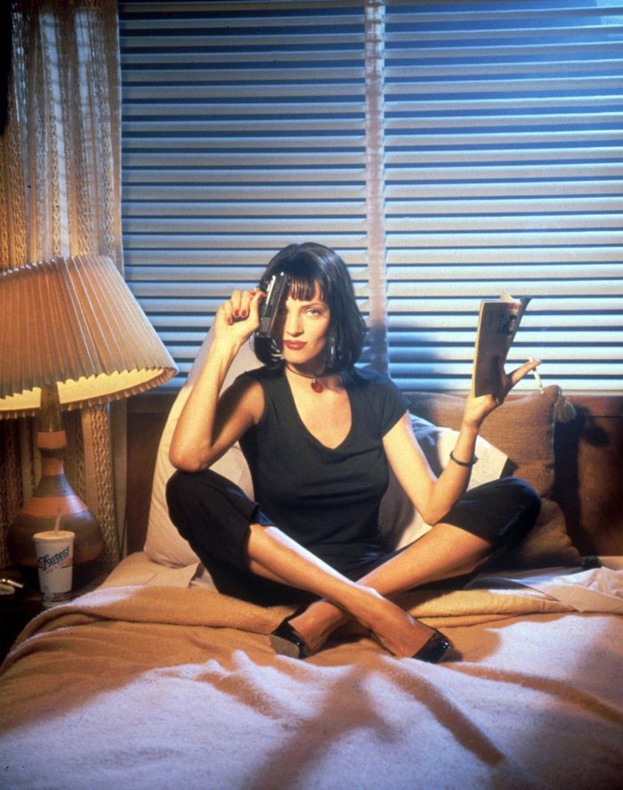 Uma Thurman in the photo shoot for Pulp Fiction, which became the basis for the famous poster (1994). - Uma Thurman, Pulp Fiction, Quentin Tarantino, Celebrities, The photo, 90th, Actors and actresses, Longpost