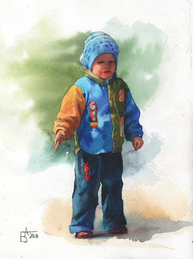 Sketches of children - My, Watercolor, Drawing, Creation, Children, Creative, Longpost