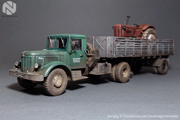 MAZ-200V with semi-trailer MAZ-5215 - My, Stand modeling, Scale model, Maz 200, Tractor, Hobby, Modeling, Longpost