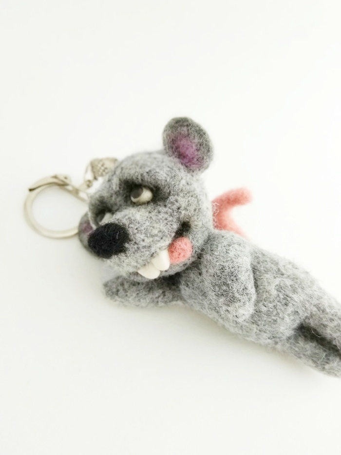 Mouse - My, Needlework without process, Grey mouse, Mouse, Longpost, Wool toy