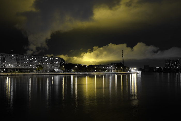 Night embankment. - My, Saint Petersburg, The photo, Night, Fujifilm, Embankment, Longpost