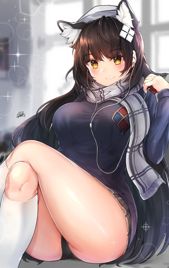 Anime Art - NSFW, Аниме, Anime Art, Girls Frontline, Qbz-95, Animal Ears, Панцу