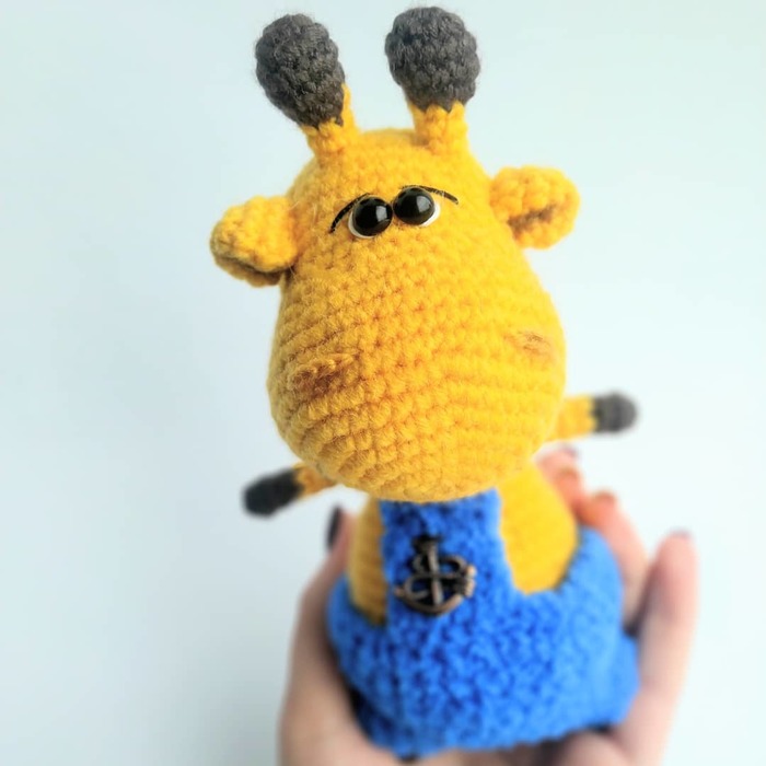 knitted giraffe - My, Giraffe, , Crochet, Knitted toys, Longpost