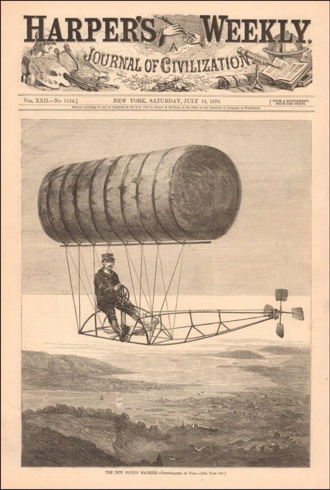 Air bicycle - Aviation, USA, Airship, Cover, Magazine, 19th century