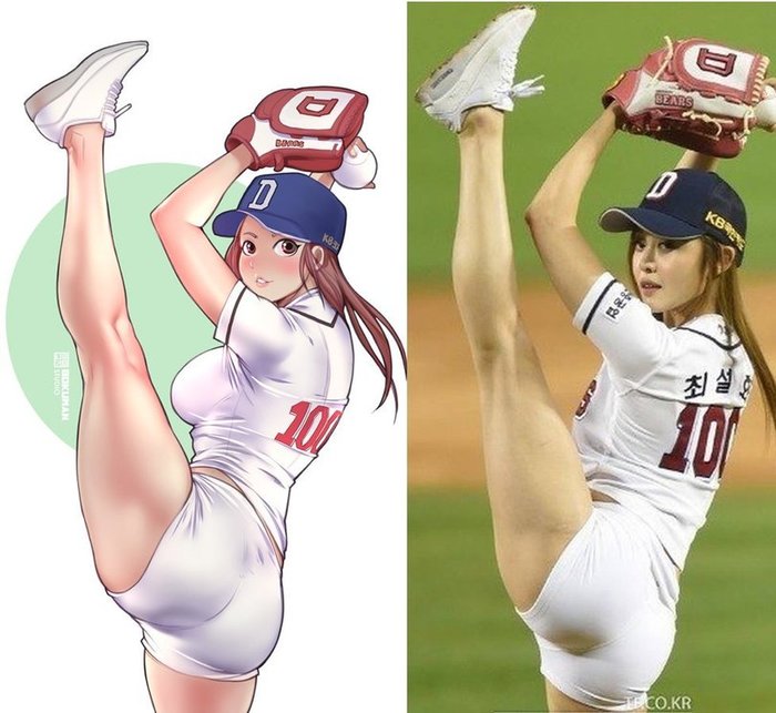 Art Young lady - Baseball, Sport, Legs, Art
