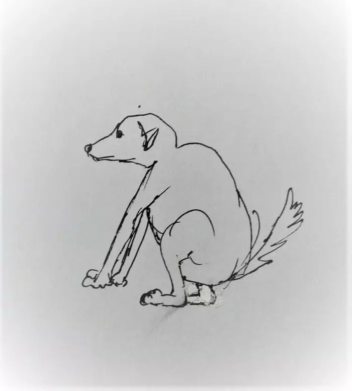 Dog hunched - My, Inktober, Dog, Sketch