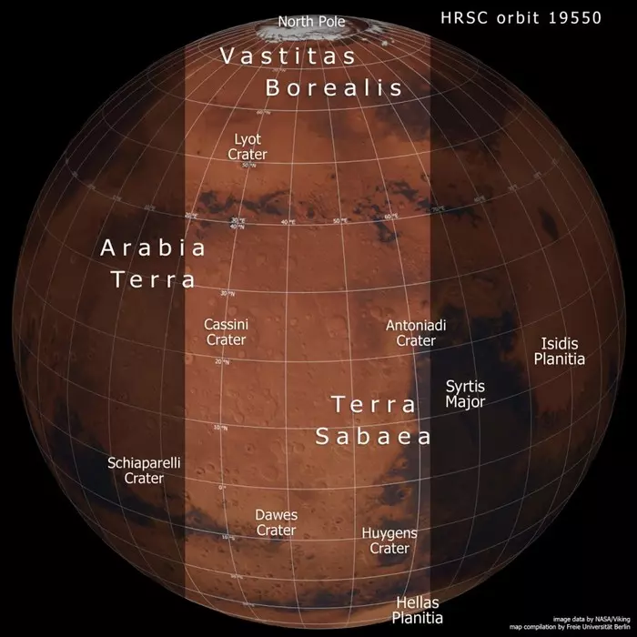 Mars Express showed a slice of the red planet - Space, Mars Express, Section, Mars, The photo, Plain, Longpost