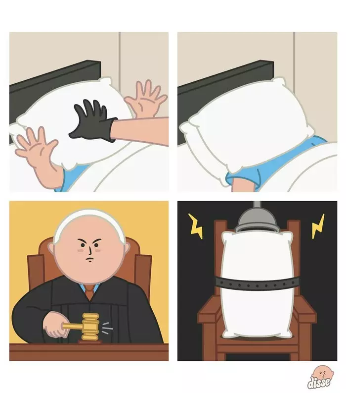 Justice will prevail! - Humor, Court, Comics, Murder, Pillow, Electric chair, Execution