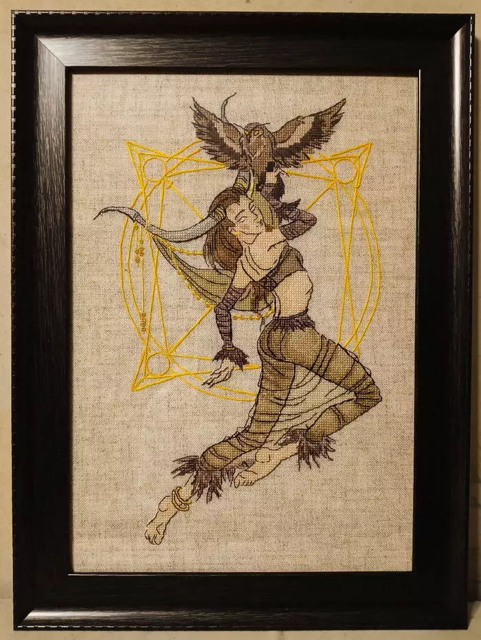 Embroidery Taurus - My, Embroidery, Cross-stitch, Handmade, , Longpost, Needlework without process, Zodiac signs, Author's work, IrenHorrors, Copyright