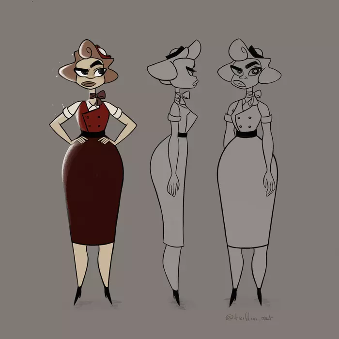Character Scroll: Stewardess - My, Characters (edit), Character Creation, Animation, Cartoons, Noir, Vintage, Retro, 50th